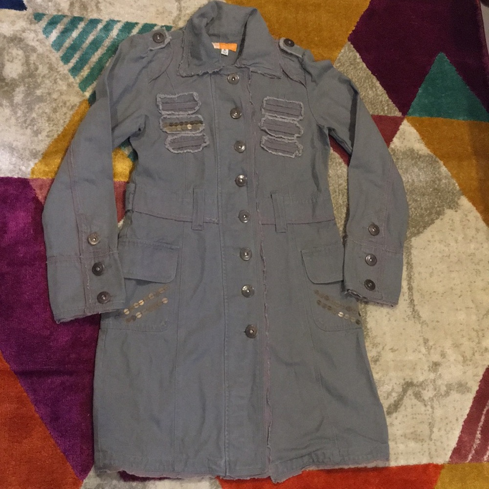 Tulle Trench Coat Utility Jacket